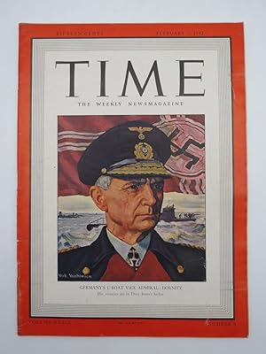 TIME MAGAZINE FEBRUARY 2, 1942 (VICE ADMIRAL DOENITZ, GERMANY'S U-BOAT)