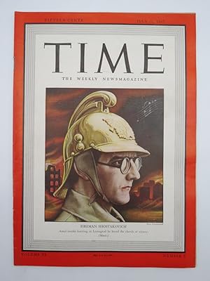 TIME MAGAZINE JULY 20, 1942 (FIREMAN SHOSTAKOVICH COVER)