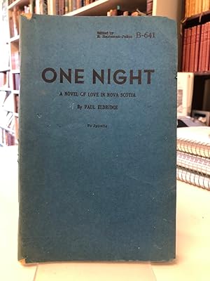 One Night. A Novel of Love in Nova Scotia