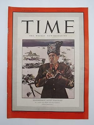 TIME MAGAZINE FEBRUARY 16, 1942 (SHAPOSHNIKOV: SOVIET STRATEGIST COVER)