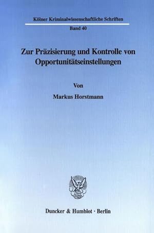 Seller image for Zur Przisierung und Kontrolle von Opportunittseinstellungen. for sale by BuchWeltWeit Ludwig Meier e.K.