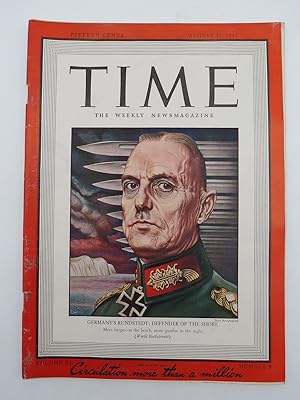 TIME MAGAZINE AUGUST 31, 1942 (GERMANY'S RUNDSTEDT: DEFENDER OF THE SHORE)