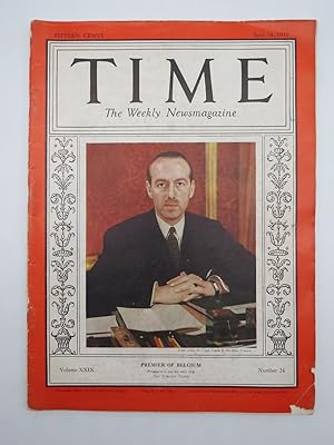 TIME MAGAZINE JUNE 14, 1937 (PREMIER OF BEGIUM COVER)