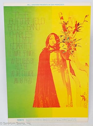 Seller image for Bill Graham Presents in San Francisco: The Butterfield Blues Band, Charles Lloyd Quartet, Ultimate Spinach. With Lights by Holy See. At the Fillmore Jan 18, 19, 20 [postcard handbill] for sale by Bolerium Books Inc.