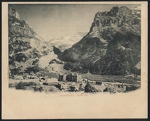 Riesen-Ansichtskarte Grindelwald, Ortsansicht mit Hotel Bär, Gebirgs-Panorama