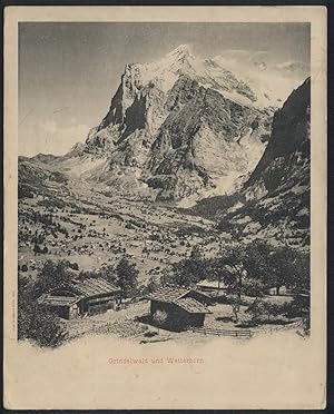Riesen-Ansichtskarte Grindelwald, Panorama mit Wetterhorn - Bergmassiv