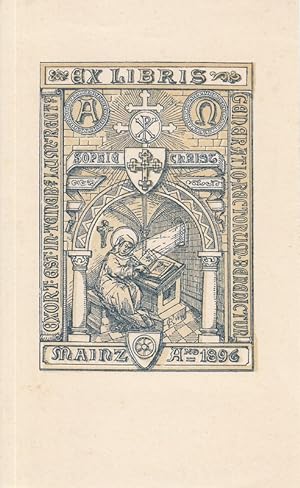 Bild des Verkufers fr Ex Libris Sophie Christ. In Rundbogen sitzend schreibende Klosterfrau. zum Verkauf von Antiquariat  Braun