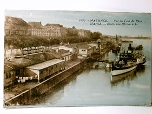 Mainz / Mayence am Rhein. Blick von der Rheinbrücke. Alte Ansichtskarte / Postkarte farbig / colo...