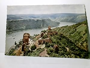 Kamp - Bornhofen a. Rh. Blick auf die feindlichen Brüder ( Ruinen Sterrenberg u. Liebenstein ) un...