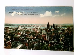 Mainz / Mayence am Rhein. Blick vom Stephansturm. Alte Ansichtskarte / Lithographie farbig, ungel...