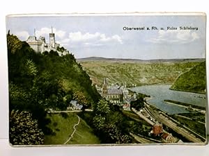 Oberwesel am Rhein mit Ruine Schönburg. Alte Ansichtskarte / Postkarte farbig, ungel. 1919. Blick...