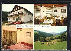 Ansichtskarte Hirschegg /Steiermark, Gasthof Spengerwirt, Innenansichten und Weide