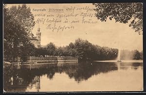 Ansichtskarte Bayreuth, Röhrensee-Partie mit Ufergebäude