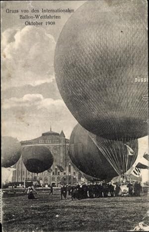 Ansichtskarte / Postkarte Berlin, Internationale Ballon-Wettfahrten Oktober 1908