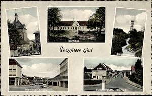 Bild des Verkufers fr Ansichtskarte / Postkarte Salzgitter, Kirche, Kurhaus, Bismarckturm, Breslauer Strae, Burgundenstrae, Tapeten Pieper zum Verkauf von akpool GmbH