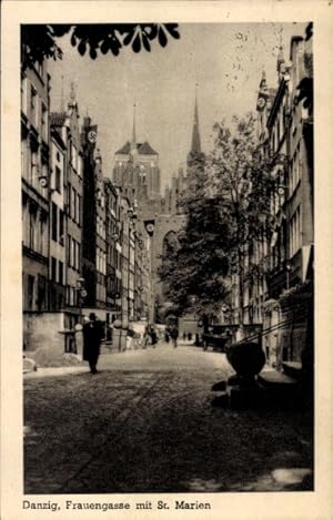 Ansichtskarte / Postkarte Danzig, Frauengasse mit St. Marienkirche