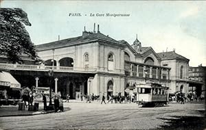 Ansichtskarte / Postkarte Paris XV Vaugirard, Gare Montparnasse, Straßenbahn