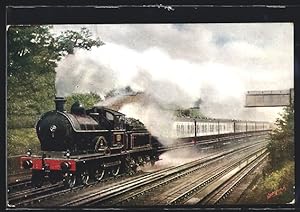 Künstler-Postcard L, NW Rly., Express passing over Water Troughs at Bushey