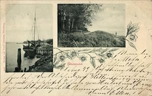 Ansichtskarte / Postkarte Egernsund Sogn Ekensund Dänemark, Anlegestelle, Segelschiff, Uferpartie