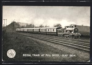 Postcard London, North Western Railway, Royal Train at full Speed 1904, Britische Eisenbahn, Köni...