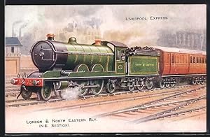 Künstler-Postcard englische Eisenbahn Liverpool Express der North Eastern Railway-Gesellschaft