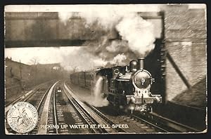 Postcard Picking up the water at full speed, Eisenbahn, englische Eisenbahn