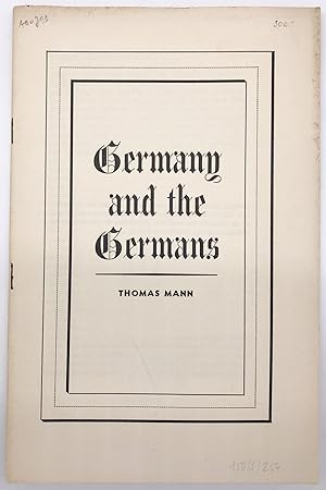 Germany and the Germans : [an address delivered in the Coolidge Auditorium in the Library of Cong...