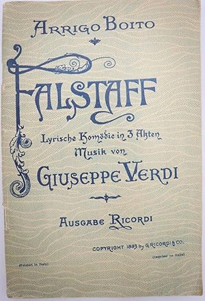 Bild des Verkufers fr Falstaff. Lyrische Komdie in drei Acten von Arrigo Boito. Deutsche von Max Kalbeck. Musik von Giuseppe Verdi zum Verkauf von Antiquariat Zeitenstrom