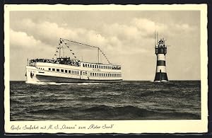 Bild des Verkufers fr Ansichtskarte Passagierschiff M. S. Oceana, grosse Seefahrt zum Roten Sand Leuchtturm zum Verkauf von Bartko-Reher