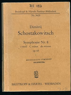 Bild des Verkufers fr Schostakowitsch Symphonie (Symphony) Nr. 8 Op. 65 | Full Miniature Pocket Score | Breitkopf & Hrtel Partitur-Bibliothek Study Score Edition No. 3605 zum Verkauf von Little Stour Books PBFA Member