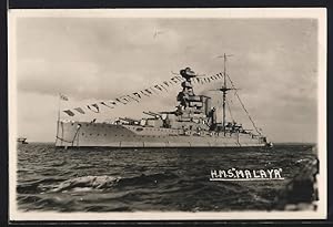 Postcard HMS Malaya im Wasser