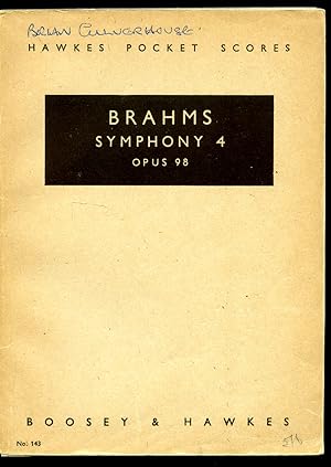 Imagen del vendedor de Brahms Symphony 4 Opus 98 in E minor (MI menor) | Full Miniature Hawkes Pocket Scores Series | Boosey & Hawkes Study Score Edition B. & H. No. 143 a la venta por Little Stour Books PBFA Member