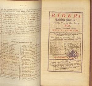 Seller image for Rider's British Merlin For the Year of Our Lord 1809. Being the First after Bissextile or Leap Year for sale by WeBuyBooks 2