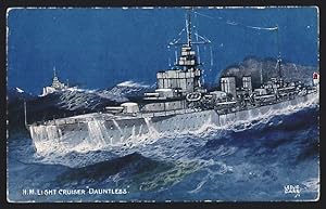 Künstler-Postcard HM Light Cruiser Dauntless