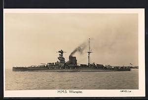 Postcard HMS Warspite im Wasser