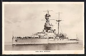 Postcard Britisches Kriegsschiff HMS Royal Sovereign auf Backbord