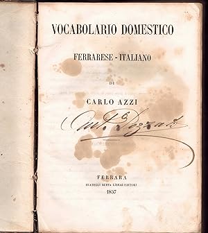 Seller image for Vocabolario domestico ferrarese - italiano. for sale by Wissenschaftliches Antiquariat Kln Dr. Sebastian Peters UG