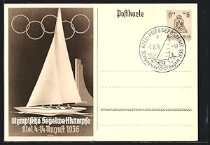 Ansichtskarte Kiel, Olympia, August 1936, Olympische Segelwettkämpfe