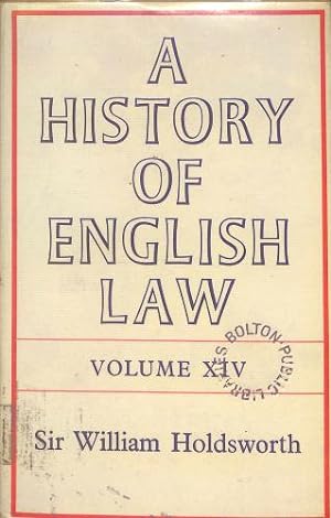 Bild des Verkufers fr A History of English Law: Volume XIV zum Verkauf von WeBuyBooks