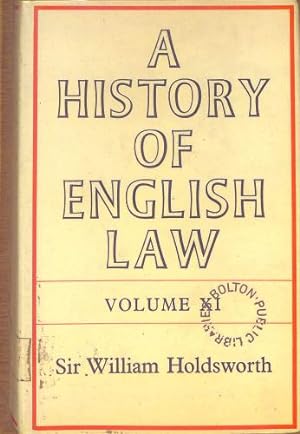 Bild des Verkufers fr A History of English Law: Volume XI zum Verkauf von WeBuyBooks