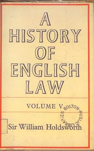 Bild des Verkufers fr A History of English Law: Volume V zum Verkauf von WeBuyBooks
