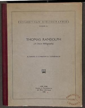 Imagen del vendedor de Thomas Randolph - A Concise Bibliography (Elizabethan Bibliographies Number 38) a la venta por WeBuyBooks