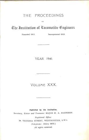 Bild des Verkufers fr Journal of the Institution of Locomotive Engineers Vol. XXX (1940) zum Verkauf von WeBuyBooks