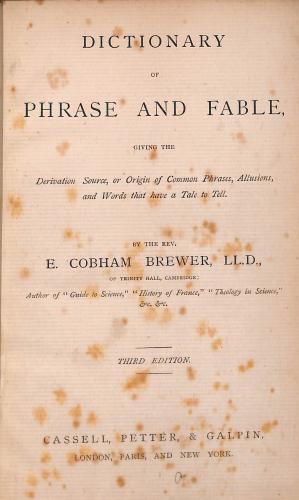 Bild des Verkufers fr Brewer's Dictionary of Phrase and Fable zum Verkauf von WeBuyBooks