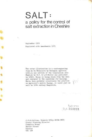 Bild des Verkufers fr Salt: a policy for the control of salt extraction in Cheshire zum Verkauf von WeBuyBooks