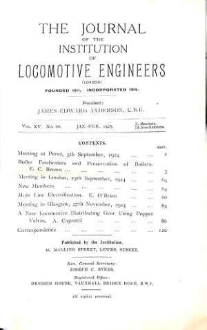 Bild des Verkufers fr Journal of the Institution of Locomotive Engineers Vol. XV (1925) zum Verkauf von WeBuyBooks