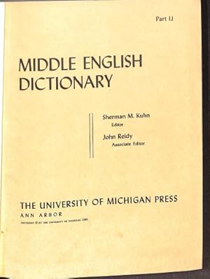 Seller image for Middle English Dictionary I-K for sale by WeBuyBooks