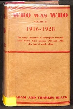 Seller image for Who was Who Vol. II - A Companion to Who's Who Containing the Biographies of Those who Died During the Period 1916-1928 for sale by WeBuyBooks