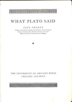 Bild des Verkufers fr What Plato Said zum Verkauf von WeBuyBooks