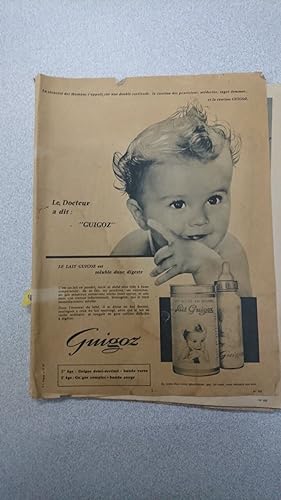 PUBLICITE ADVERTISING 115 1961 GUIGOZ lait bébé